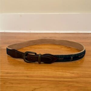 Men's YRI Winged Foot Brown and Blue Leather Belt